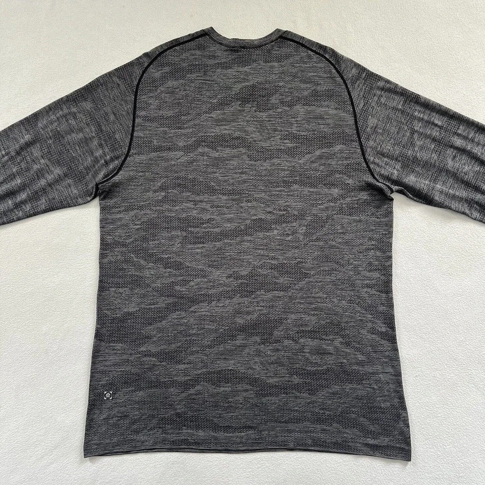 Lululemon Men Black Anchor Gray Camo Mesh Metal Vent Tech Long Sleeve Shirt XL - Picture 9 of 11